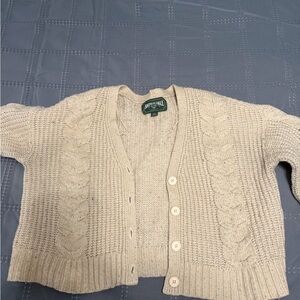 American Eagle Outfitters Beige Cable Knit Cardigan